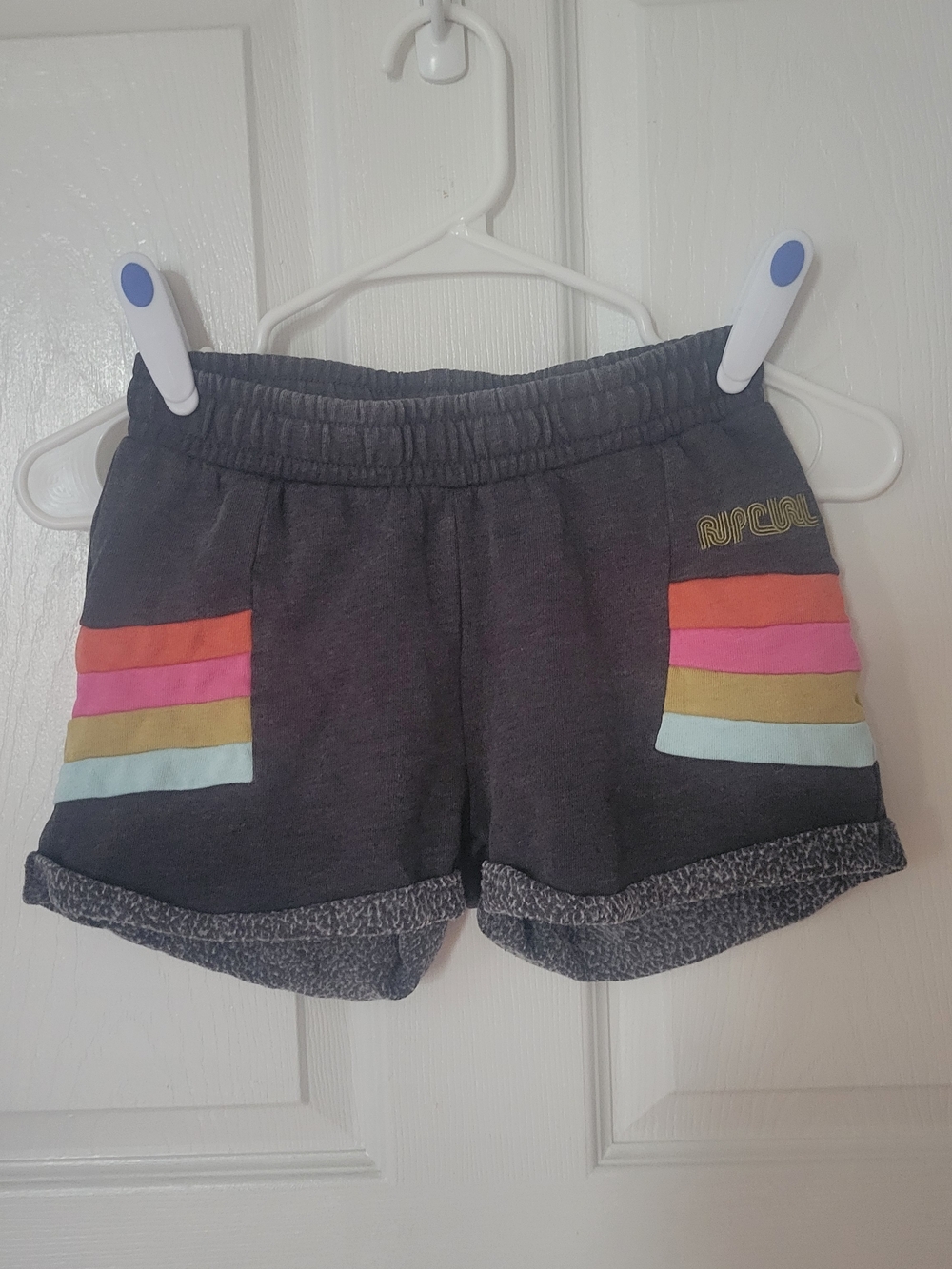 Rip Curl Charcoal Shorts with Pastel Stripe Accents